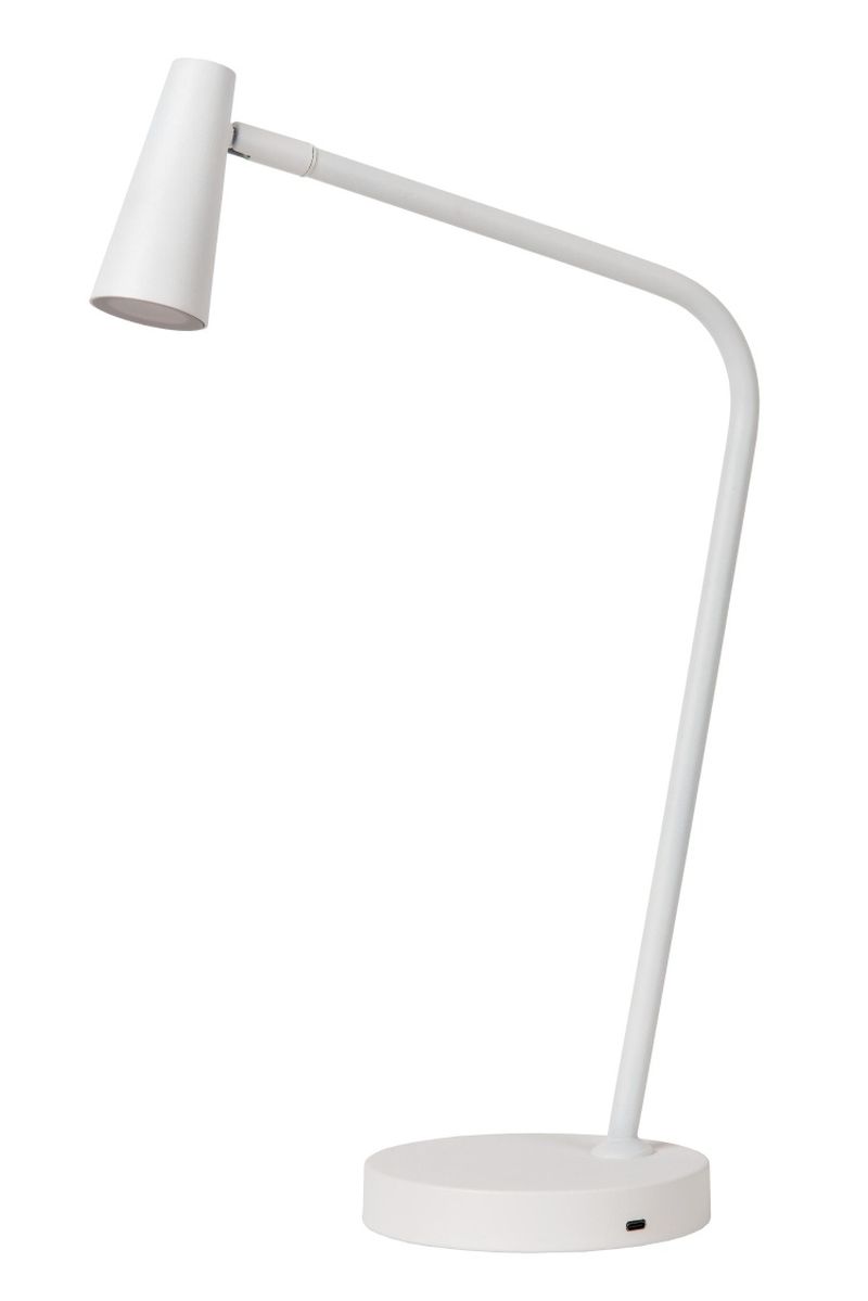 Lucide STIRLING - Dobíjacia stojaca lampa na čítanie - Batéria - LED Dim. - 1x3W 2700K - 3 StepDim - Biela